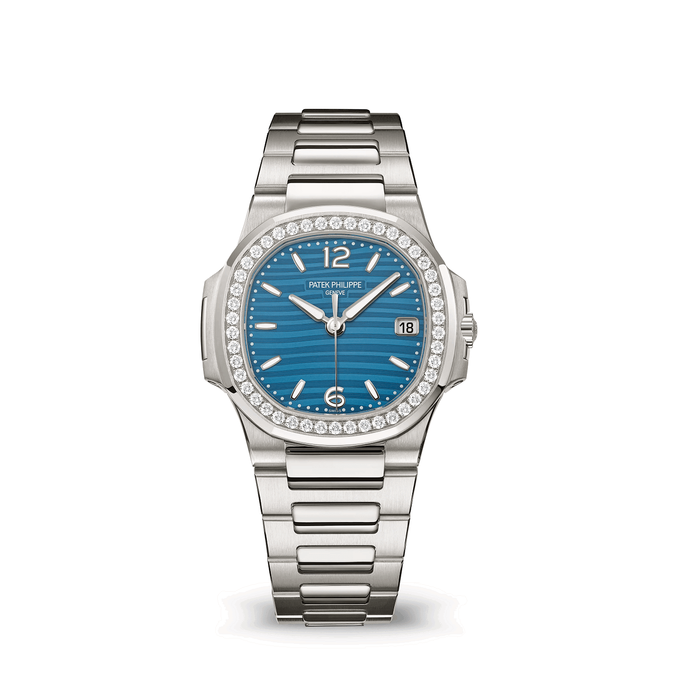 2026 Patek Philippe watch price Silver watch with a blue face | Luxe Patek Philippe Watches big discount Shop online