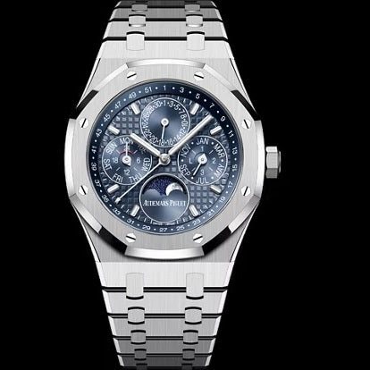 Luxury watch with a silver metal strap and blue face buy  Audemars Piguet  Watches online
