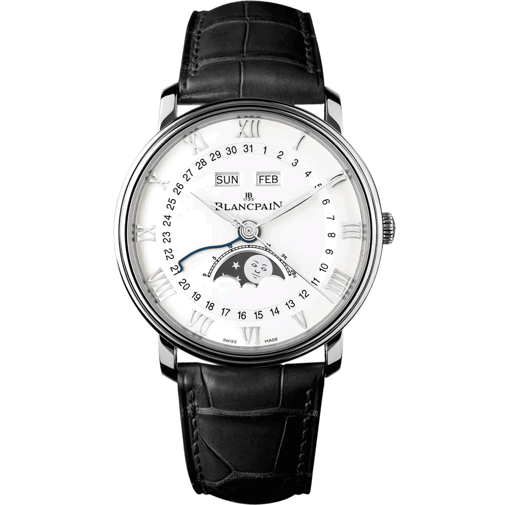 Blancpain watch with black leather strap | Luxe Blancpain Watches big discount Shop online