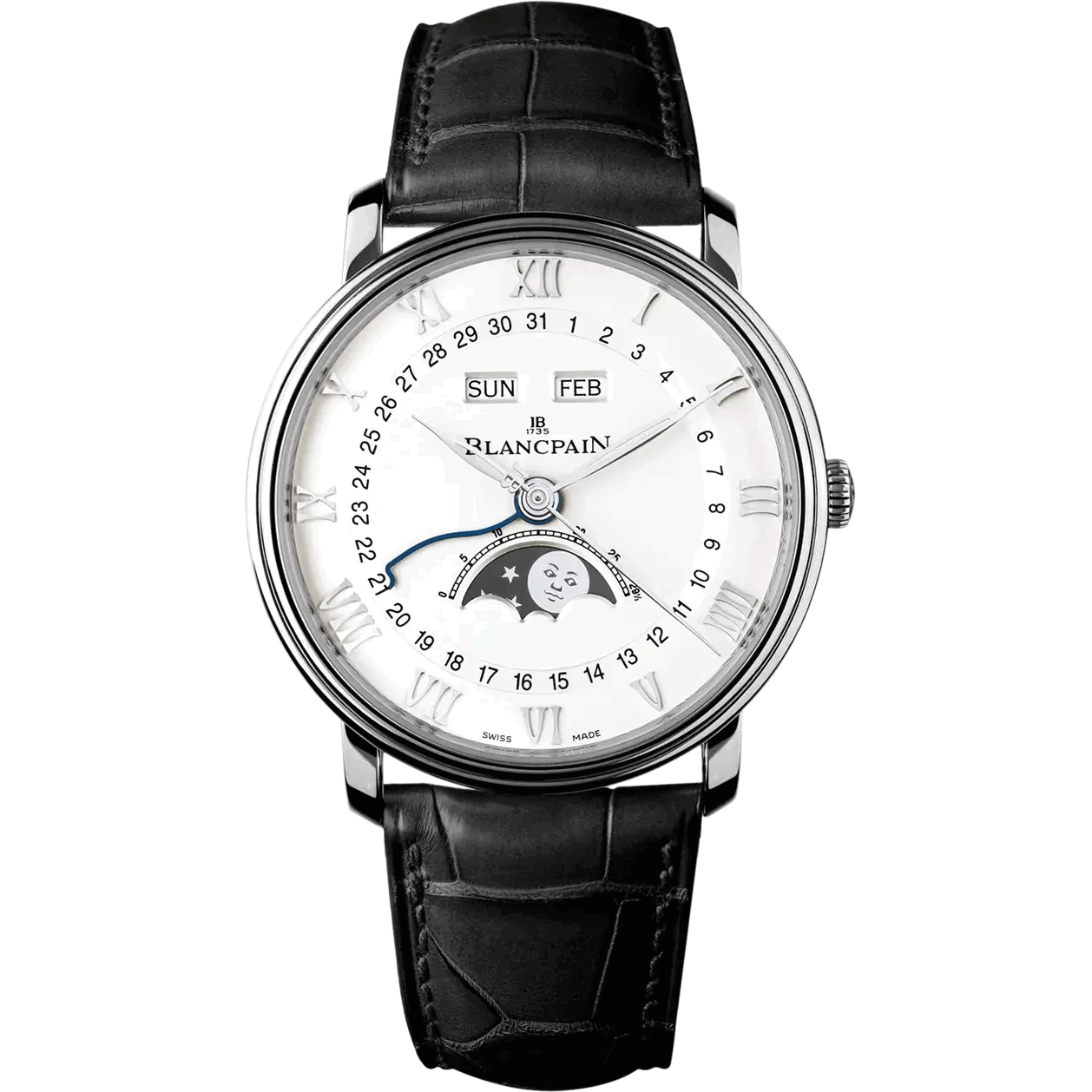 Blancpain watch with black leather strap | Luxe Blancpain Watches big discount Shop online