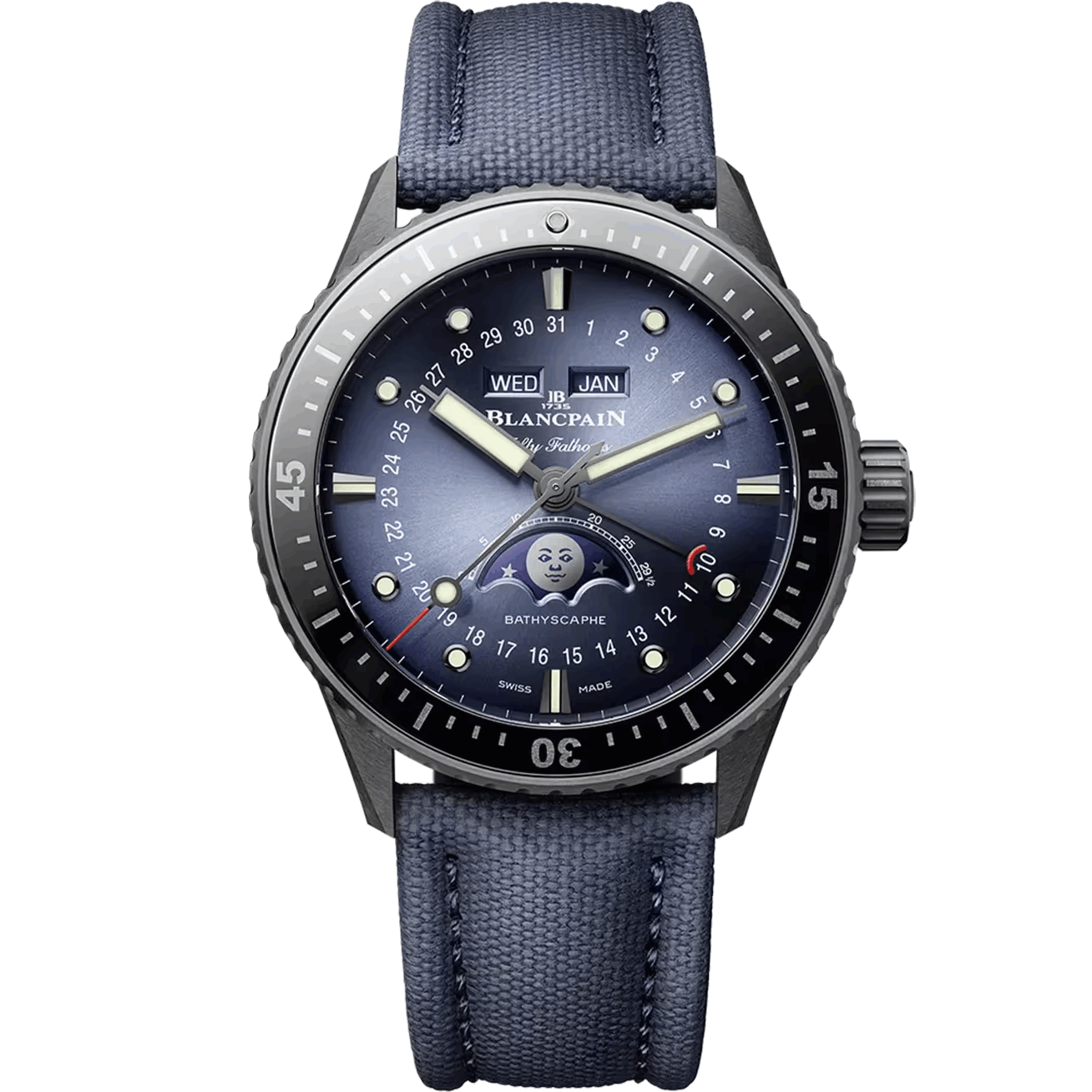 Blancpain watch with blue strap and detailed face | Luxe Blancpain Watches price 2026 big discount Shop online