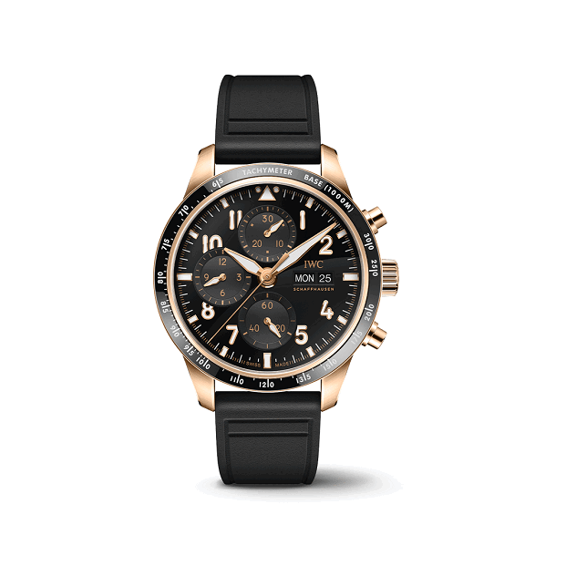 Wristwatch with black strap and rose gold case  | Luxe IWC Watches big discount Shop online