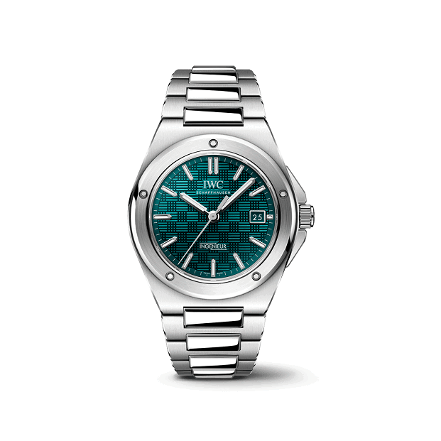Silver watch with a green face  | Luxe IWC Watches big discount Shop online
