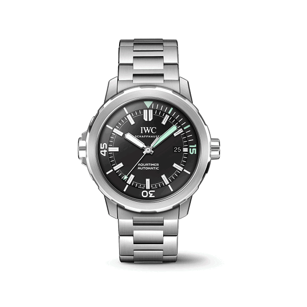 Silver IWC watch with black dial  | Luxe IWC Watches big discount Shop online