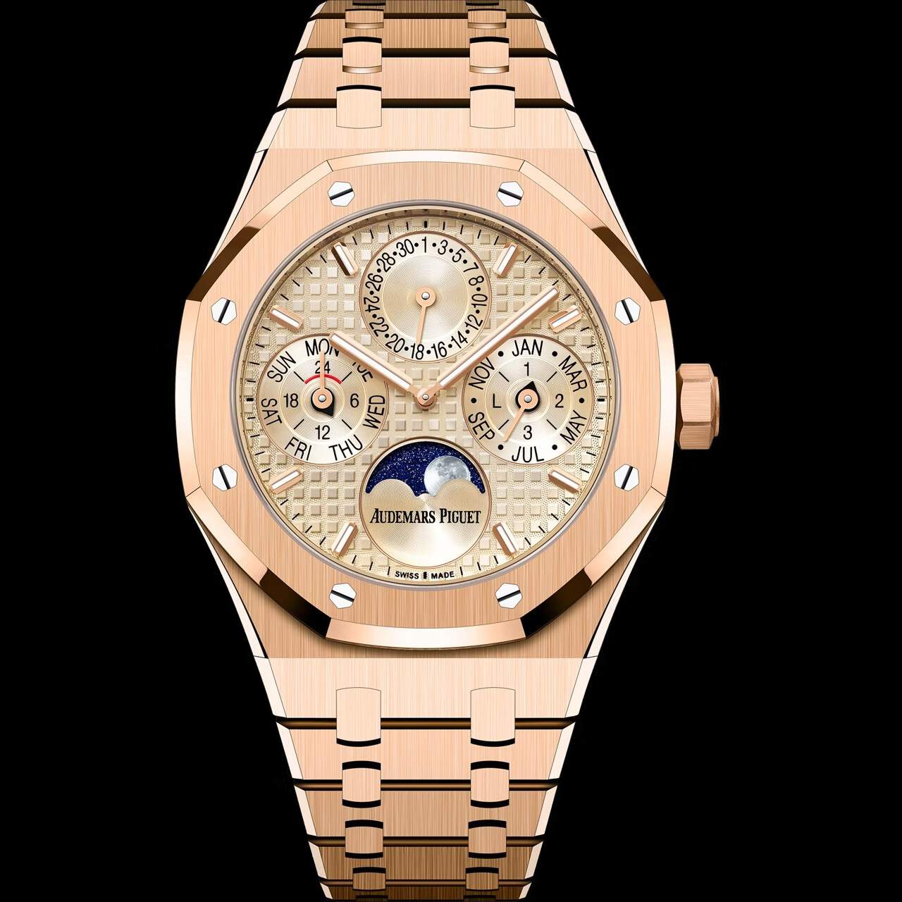 Audemars Piguet  Watches for man Luxury watch with detailed face and rose gold band  | Luxe Audemars Piguet  Watches big discount Shop online